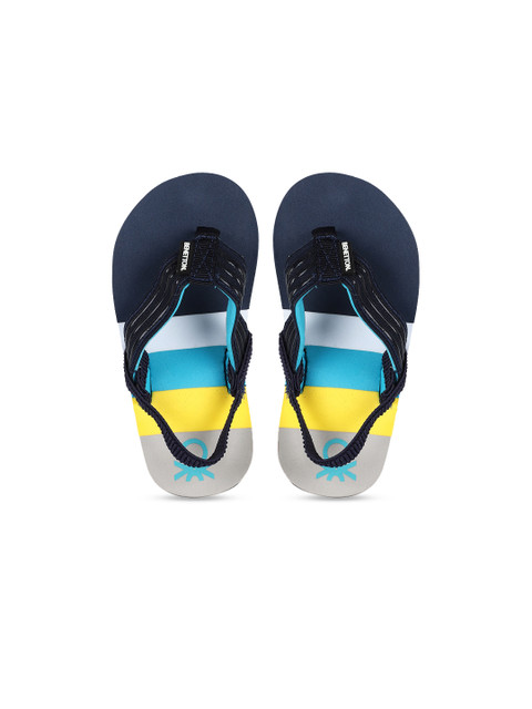 

United Colors of Benetton Boys Navy Blue & White Colourblocked Thong Flip-Flops