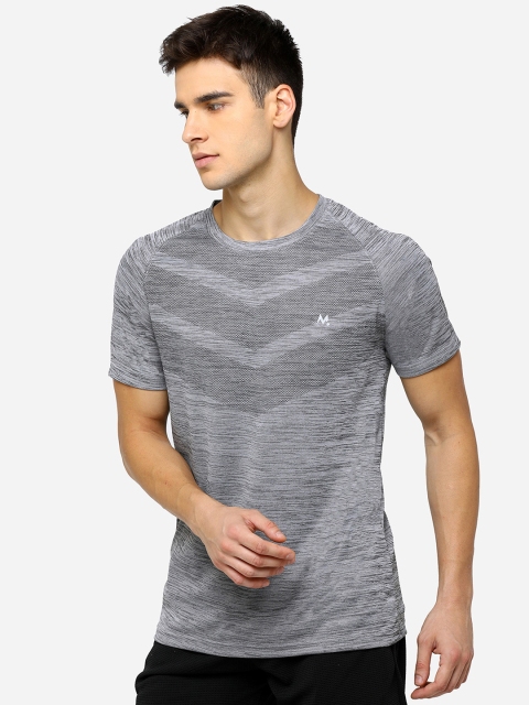 

Maniac Men Grey Self Design Round Neck T-shirt