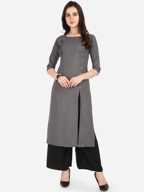 

Silk Bazar Women Charcoal Grey & Black Solid Kurta with Palazzos