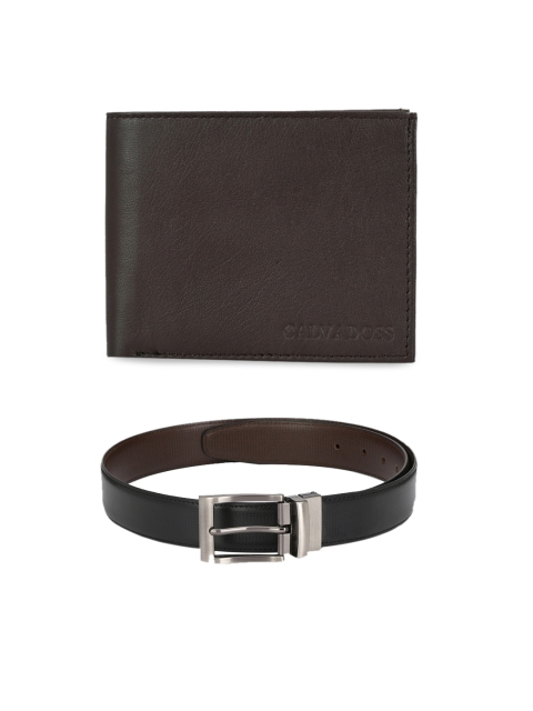 

Calvadoss Men Black & Brown Premium Belt & Wallet Gift Set