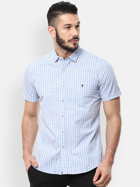 

Louis Philippe Jeans Men Blue Slim Fit Checked Casual Shirt