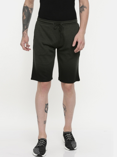 

Proline Active Men Olive Green Solid Slim Fit Regular Shorts