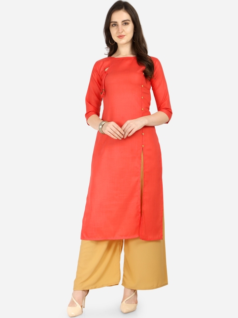 

Silk Bazar Women Orange & Beige Solid Kurti with Palazzos