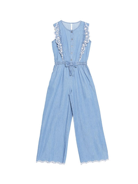 

Pantaloons Junior Girls Blue Solid Basic Jumpsuit
