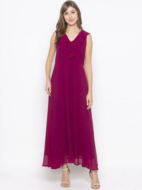 

Iti Women Magenta Solid Maxi Dress