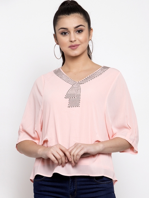 

Global Republic Women Pink Embellished A-Line Top