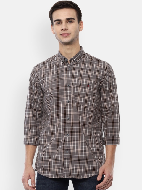 

Louis Philippe Jeans Men Grey & White Slim Fit Checked Casual Shirt