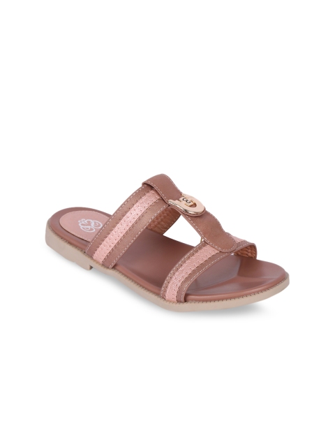

Sole To Soul Women Tan Brown Embellished Open Toe Flats