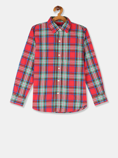 

GAP Boys Red & Green Regular Fit Checked Casual Shirt