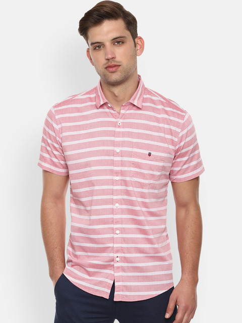 

Louis Philippe Sport Men Pink & White Slim Fit Striped Casual Shirt