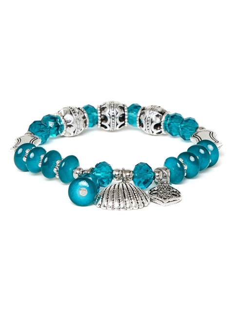 

ZeroKaata Women Turquoise Blue & Silver-Toned Sea Shell Charm Bracelet