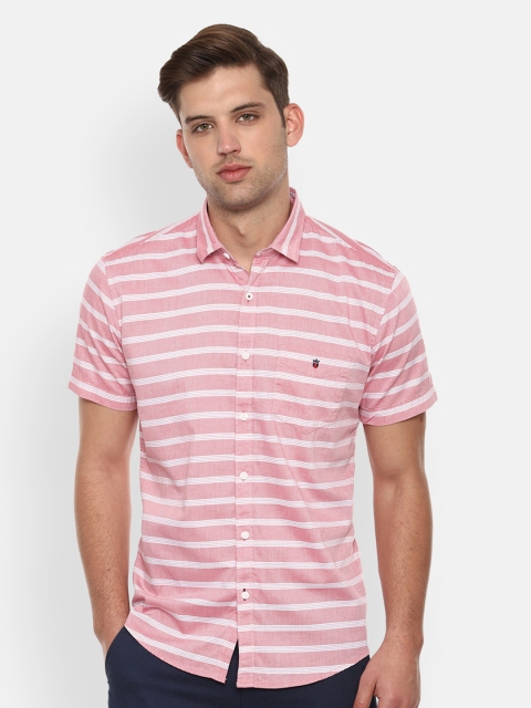 

Louis Philippe Sport Men Pink & White Slim Fit Striped Casual Shirt
