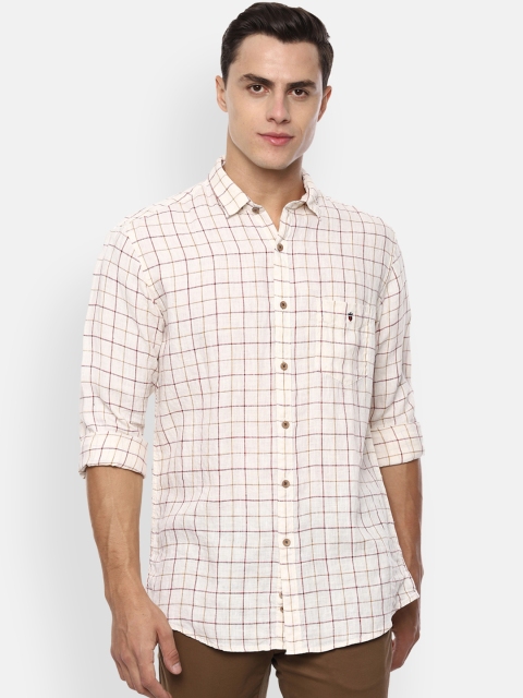 

Louis Philippe Sport Men Cream-Coloured Slim Fit Checked Linen Casual Shirt