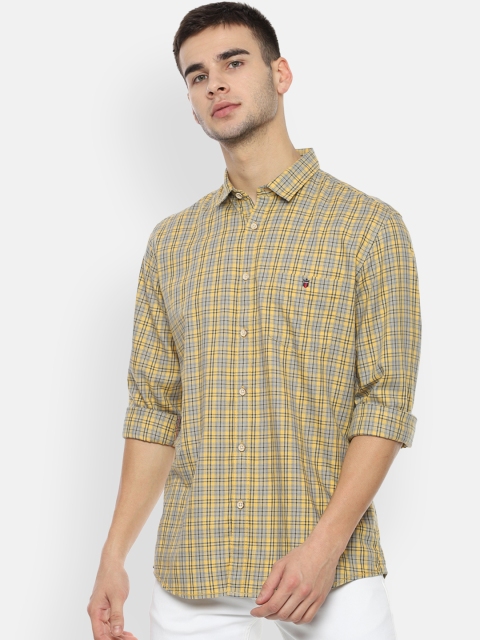 

Louis Philippe Jeans Men Yellow Slim Fit Checked Casual Shirt