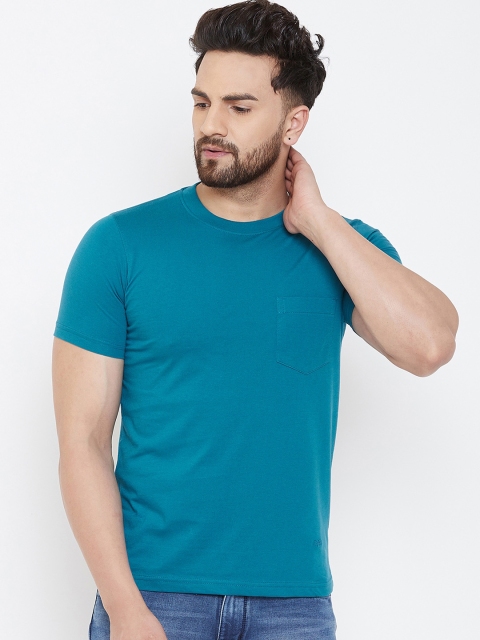 

Adobe Men Blue Solid Round Neck T-shirt
