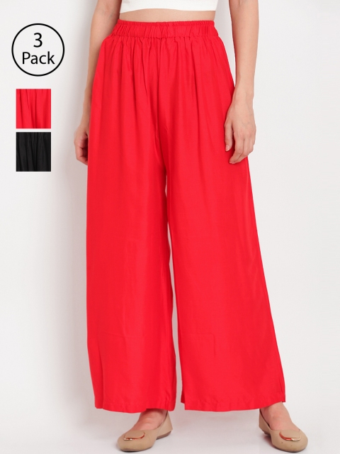 

TAG 7 Women Set of 3 Wide Leg Palazzos, Black