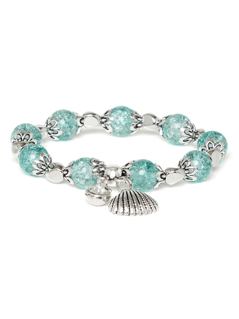 

ZeroKaata Women Green & Silver-Toned Elasticated Bracelet