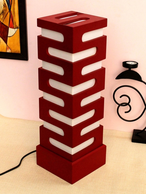 

Home Sparkle Red & White Textured Handcrafted Column Table Lamp