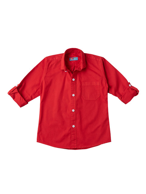 

Kid Studio Boys Red Comfort Regular Fit Solid Casual Shirt