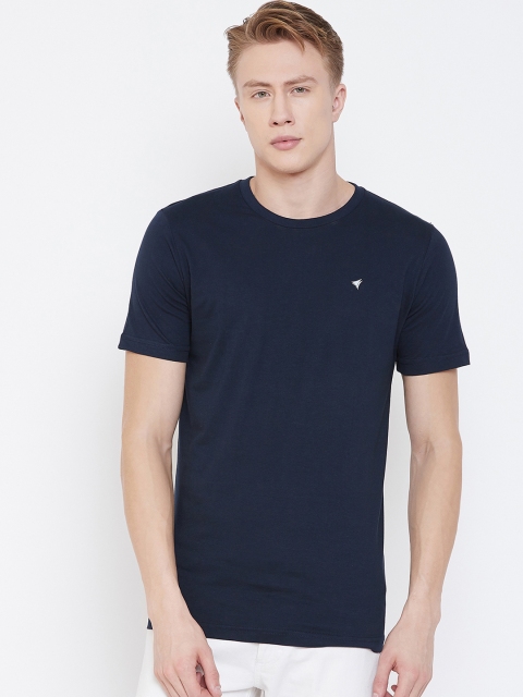 

NEVA Men Navy Blue Solid Round Neck T-shirt