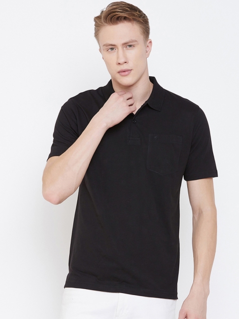 

NEVA Men Black Solid Polo Collar T-shirt