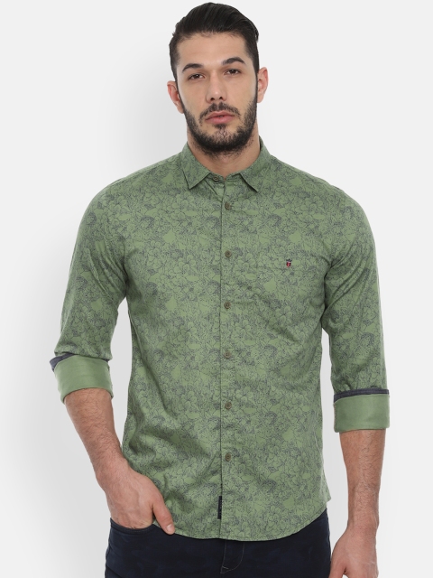 

Louis Philippe Jeans Men Olive Green Slim Fit Printed Casual Shirt