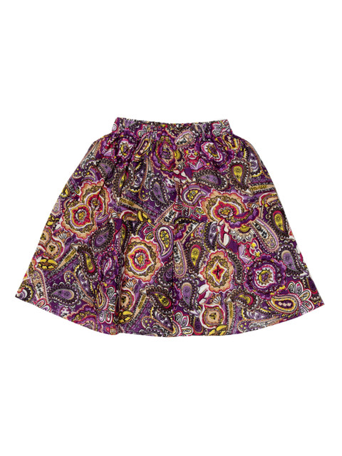 

SWEET ANGEL Girls Purple & Yellow Printed Flared Knee-Length Skirt
