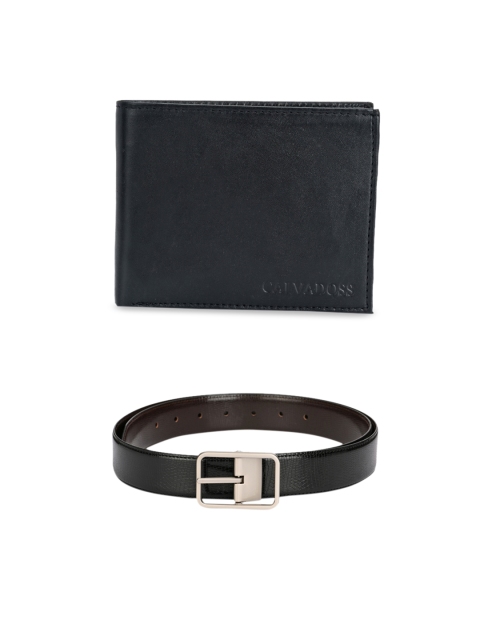 

Calvadoss Men Black & Brown Premium Belt & Wallet Gift Set