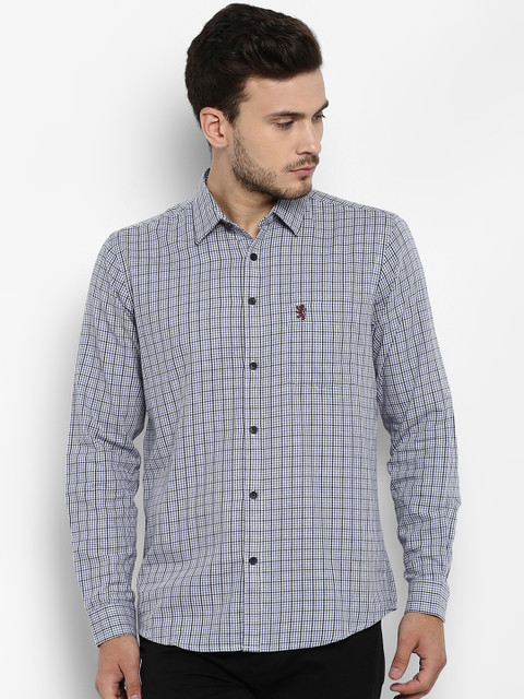 

Red Tape Men Blue & White Regular Fit Checked Casual Shirt