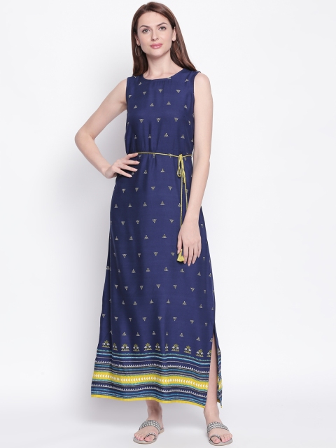 

AKKRITI BY PANTALOONS Women Blue Printed A-Line Dress
