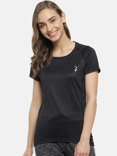 

Campus Sutra Women Black Solid Round Neck T-shirt