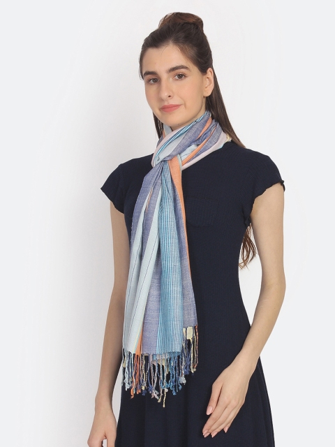 

Anekaant Women Blue & Grey Striped Stole