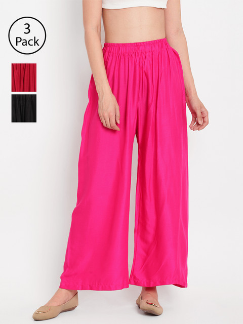 

TAG 7 Women Set of 3 Wide Leg Palazzos, Black