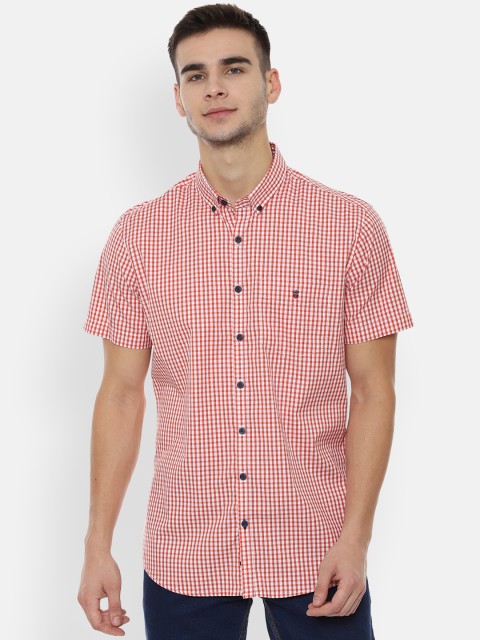 

Louis Philippe Sport Men Orange & White Slim Fit Checked Casual Shirt