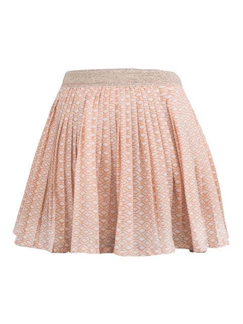 

Miyo Girls Orange & White Printed Flared Knee Length Skirt