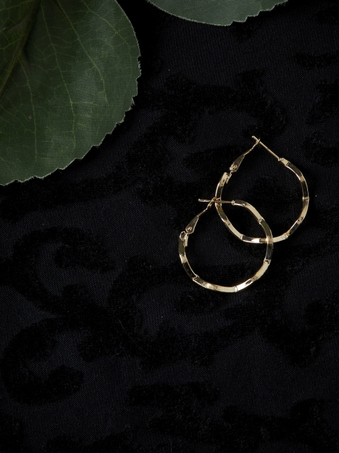 

ZeroKaata Gold-Toned Geometric Handcrafted Hoop Earrings