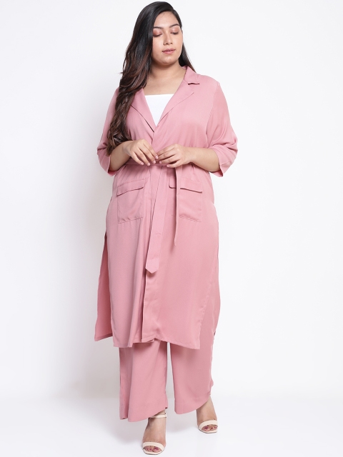 

Amydus Women Pink Solid Lapel Shrug