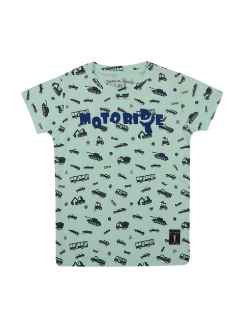 

Lil Tomatoes Boys Sea Green Printed Round Neck T-shirt