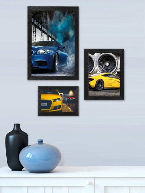 

SWADESI STUFF Set Of 3 Black Solid Individual Wall Photo Frames