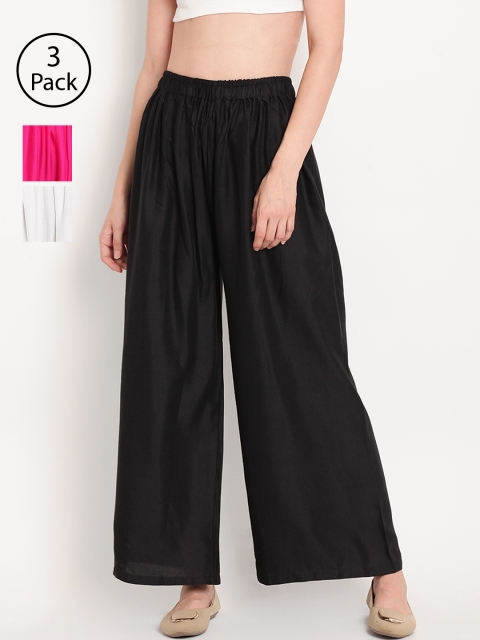 

TAG 7 Women Set of 3 Wide Leg Palazzos, Black