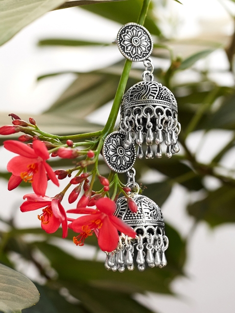 

ZeroKaata German Silver Dome Shaped Jhumkas