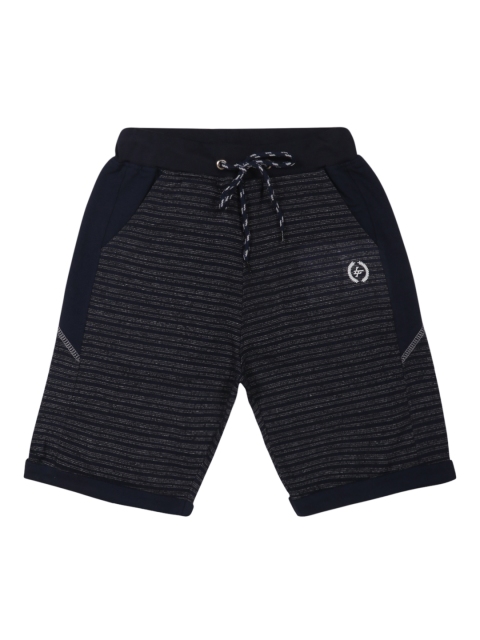 

Lil Tomatoes Boys Navy Blue Striped Regular Fit Regular Shorts