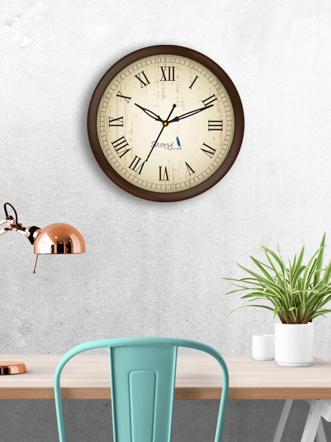 

Story@home Brown & Beige Round Solid Analogue Wall Clock 25 cm
