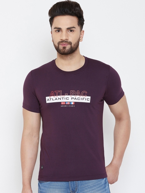 

Adobe Men Purple Printed Round Neck T-shirt