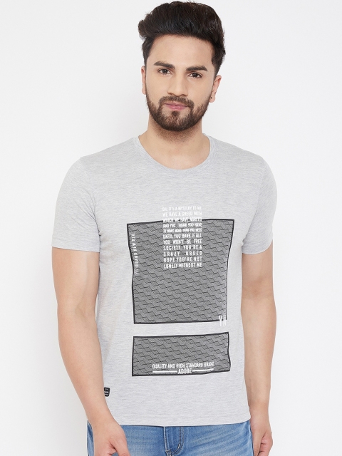 

Adobe Men Grey Printed Round Neck T-shirt