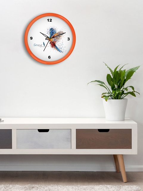 

Story@home Orange & White Round Printed Analogue Wall Clock 25 cm