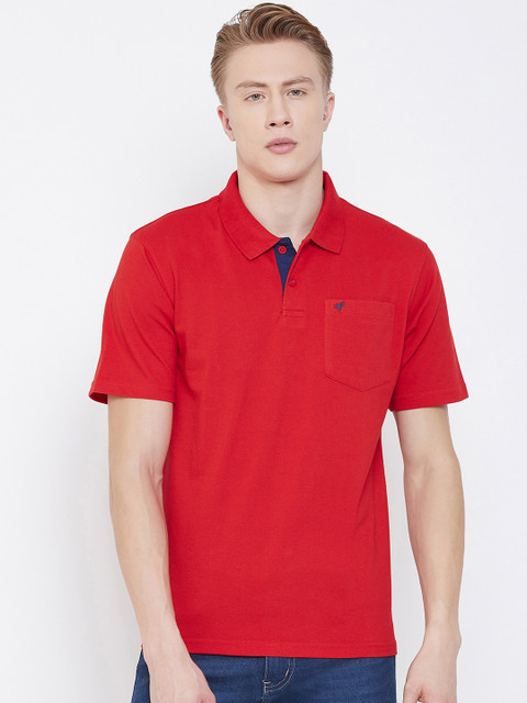 

NEVA Men Red Solid Polo Collar T-shirt