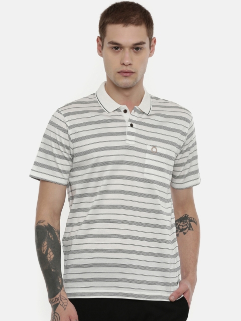 

Proline Active Men Off-White Striped Polo Collar T-shirt
