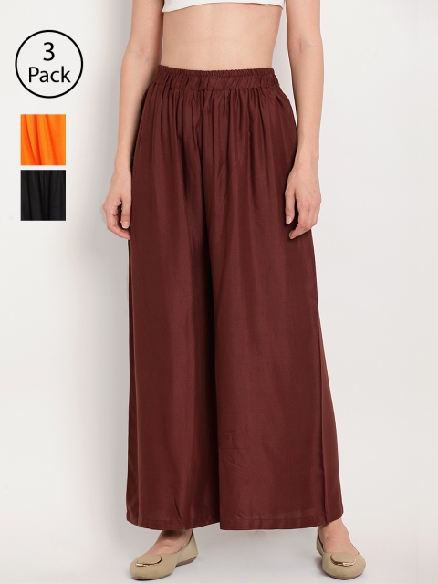 

TAG 7 Women Set of 3 Wide Leg Palazzos, Black
