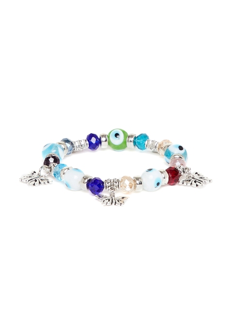 

ZeroKaata Women Silver-Toned & Blue Charm Bracelet, Red